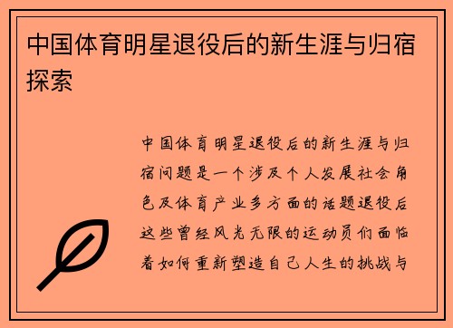 中国体育明星退役后的新生涯与归宿探索